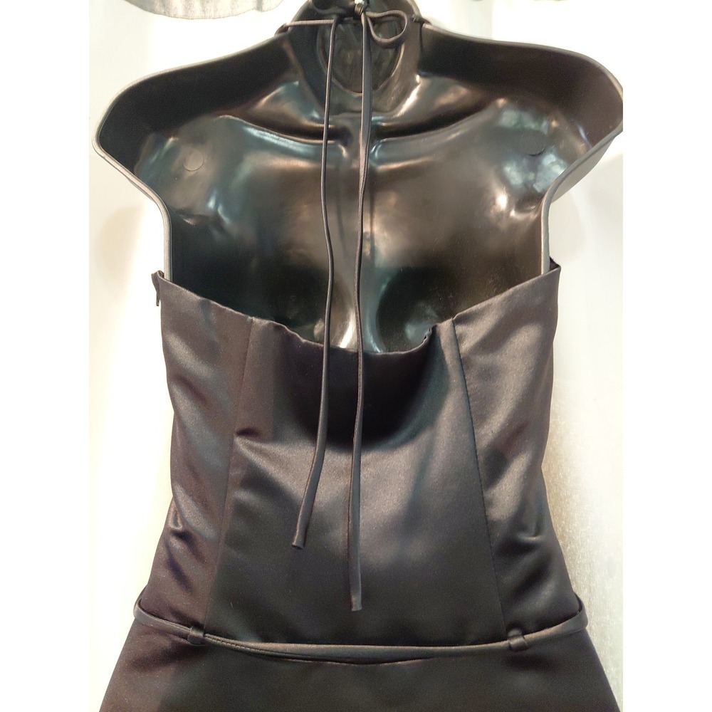 Vintage McClintock Gunne Sax  Black Satin‎ Midi  Halter Dress Y2k Party - Picture 5 of 10